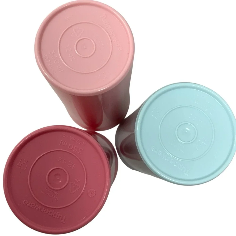 Tupperware Pastel Tumbler Glasses Cups‎ Tall Slender 12 oz Set of 3